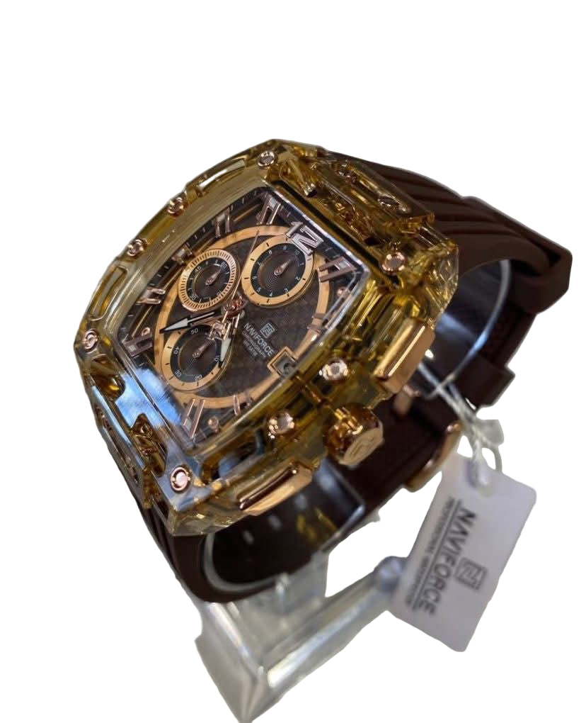Naviforce Chronograph Sport & Luxury Watch – Crystal/Rosegold/Grey