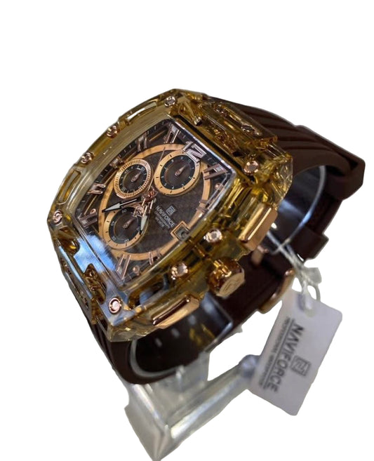 Naviforce Chronograph Sport & Luxury Watch – Crystal/Rosegold/Grey